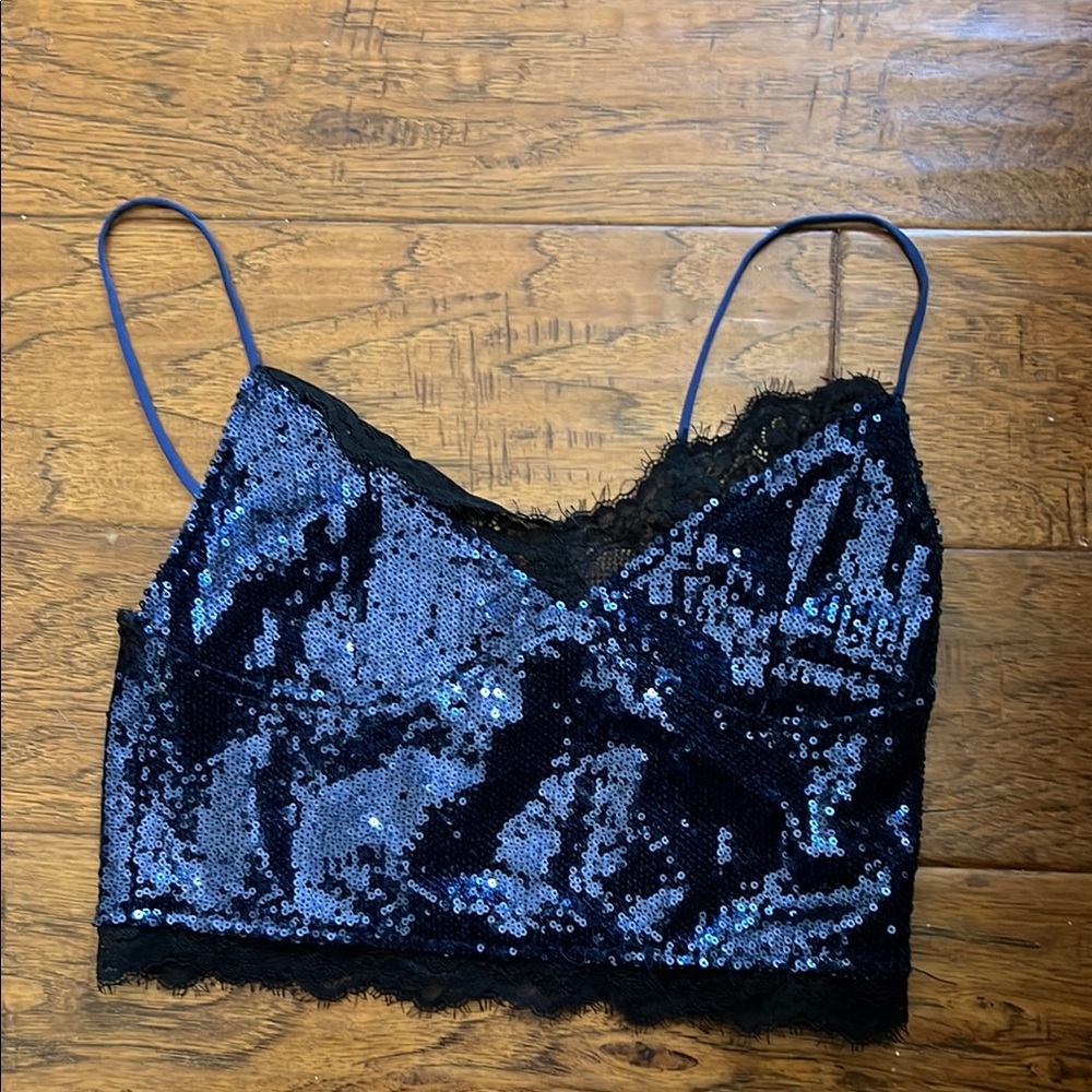 Sequin Lace Trim Cami Top